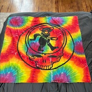 Greatfull Dead Colorful Tie-Dye Tapestry with Bear Design